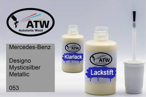 Mercedes-Benz, Designo Mysticsilber Metallic, 053: 20ml Lackstift + 20ml Klarlack - Set, von ATW Autoteile West.